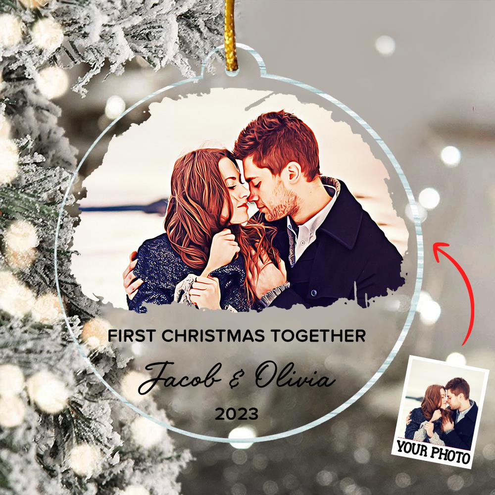 First Christmas Together Ornament, Our First Christmas Couple Photo Ornament, Personalized Photo Couple Christmas Tree Ornament