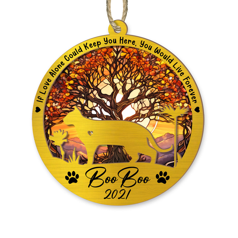 Pet Memorial Suncatcher Personalized Ornament - Loss of Pet Sympathy Gift - Handmade Custom Name Cat Decor, Engraved Cat Lovers Gift