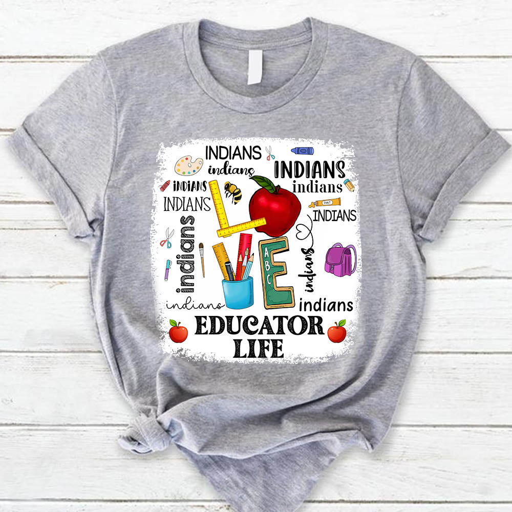 Personalized Indians Love School Mascot T- Shirt