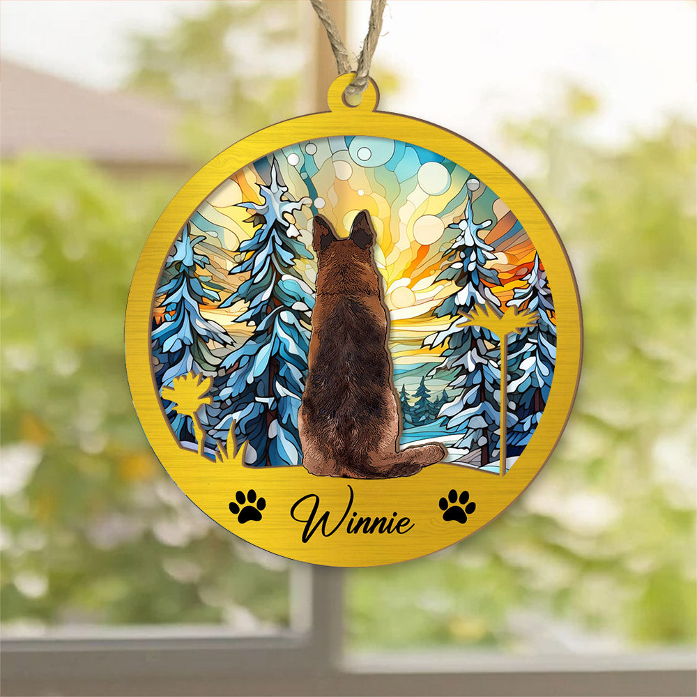Dog Suncatcher Personalized Ornament, Pet Christmas Ornament, Dog Chirstmas Ornament