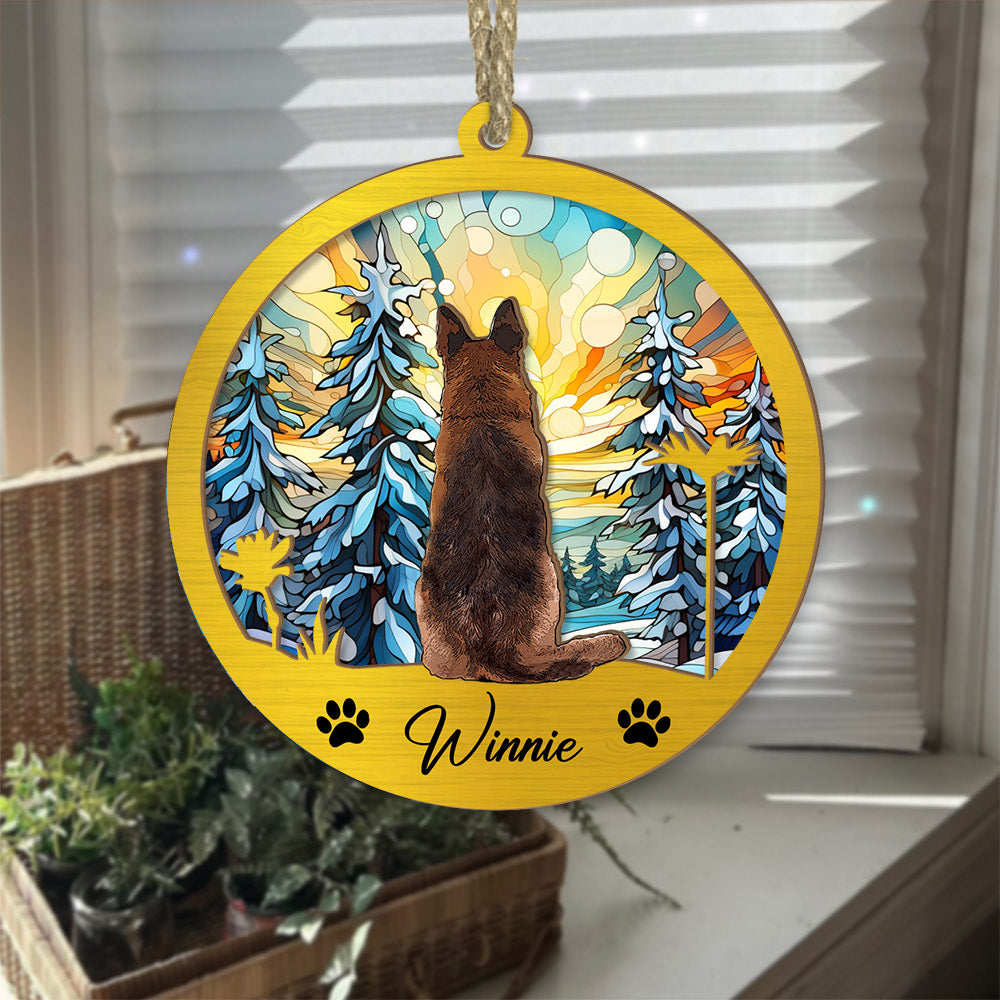 Dog Suncatcher Personalized Ornament, Pet Christmas Ornament, Dog Chirstmas Ornament