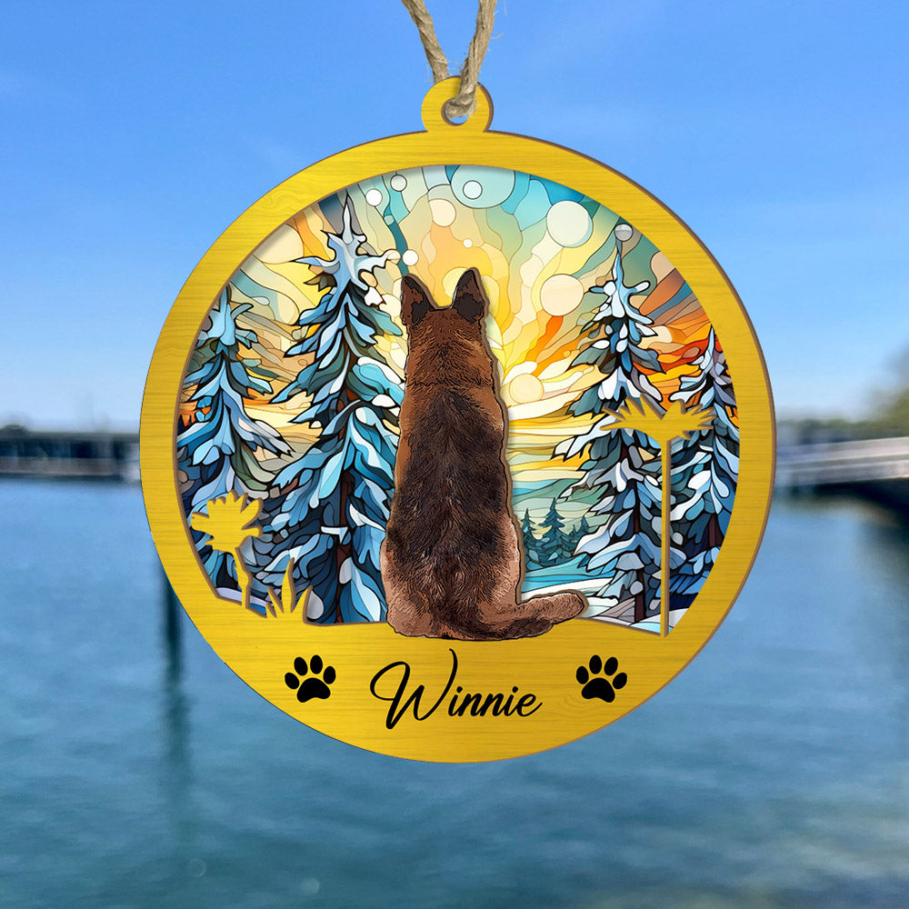 Dog Suncatcher Personalized Ornament, Pet Christmas Ornament, Dog Chirstmas Ornament