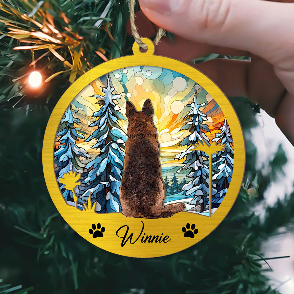 Dog Suncatcher Personalized Ornament, Pet Christmas Ornament, Dog Chirstmas Ornament