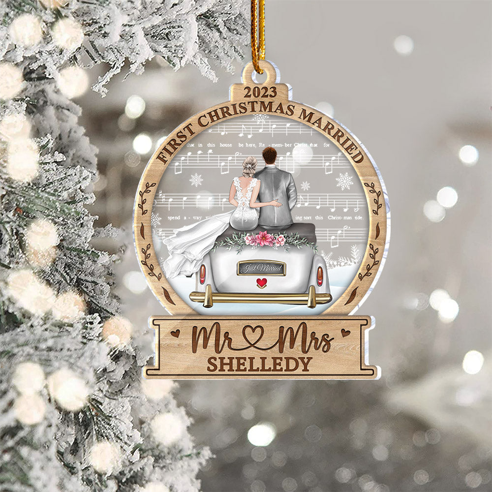Personalized Mr And Mrs Wedding Christmas Ornament First Christmas Married Mr And Mrs Acrylic Ornament