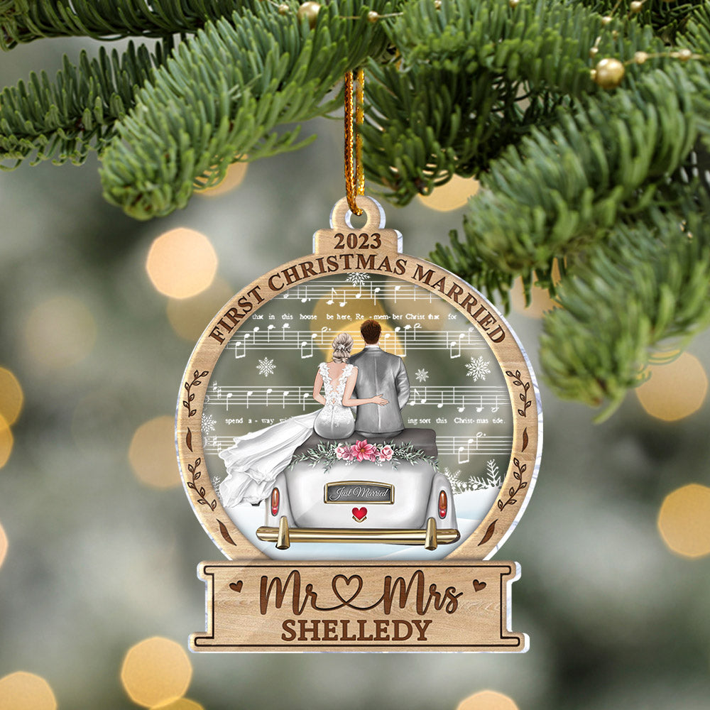 Personalized Mr And Mrs Wedding Christmas Ornament First Christmas Married Mr And Mrs Acrylic Ornament