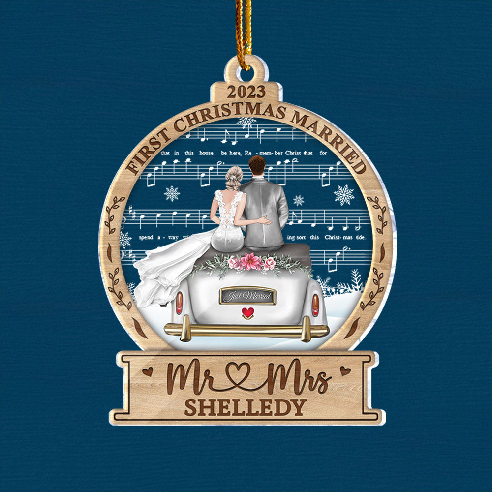 Personalized Mr And Mrs Wedding Christmas Ornament First Christmas Married Mr And Mrs Acrylic Ornament