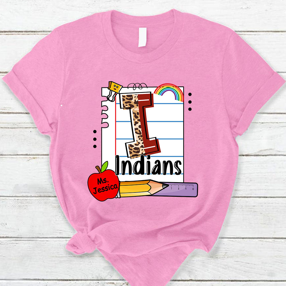 Personalized Indians School Mascot Lined Paper Shirt