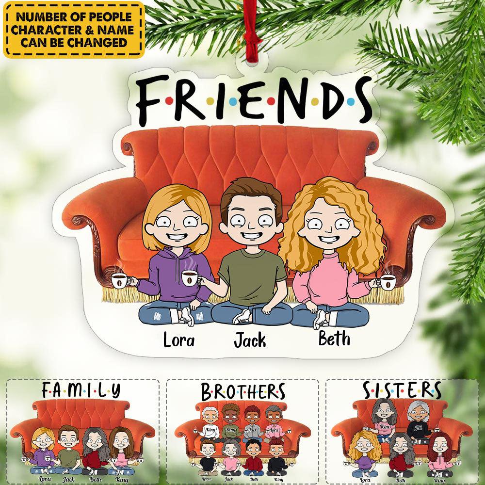 Personalized Funny Friend With Couch Acrylic Ornament