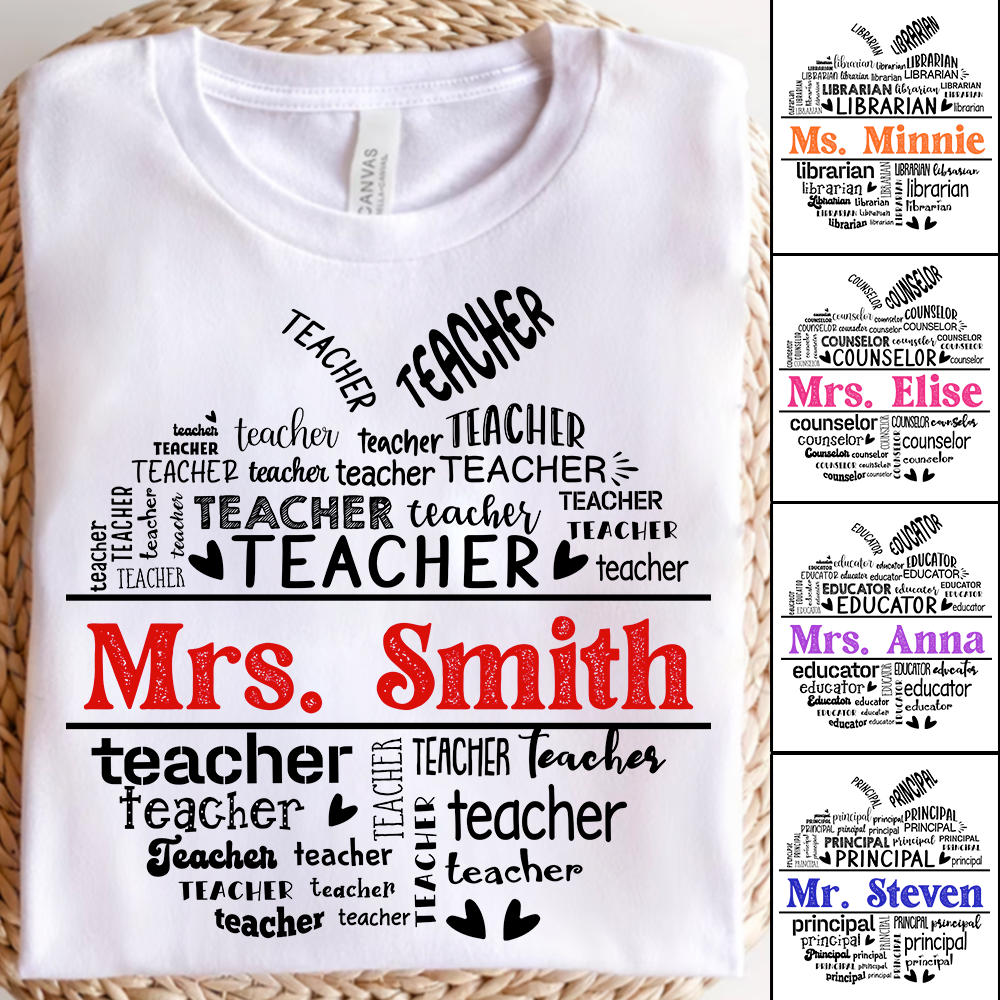 Teacher Apple Shape Personalized Shirt Custom Title Back To School Gift