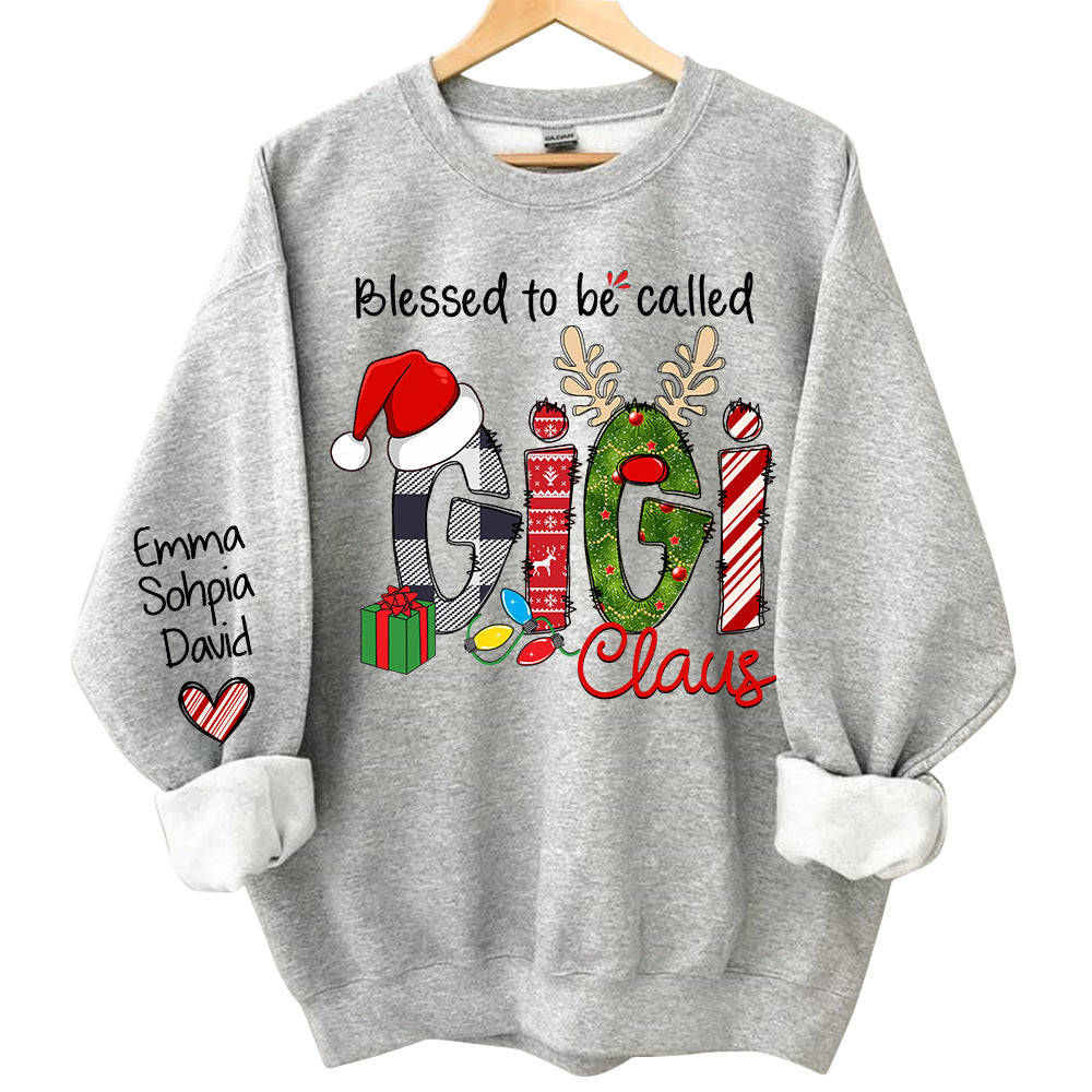 Blessed to be called Gigi Claus - Personalized Grandma With Grandkids Name Shirt