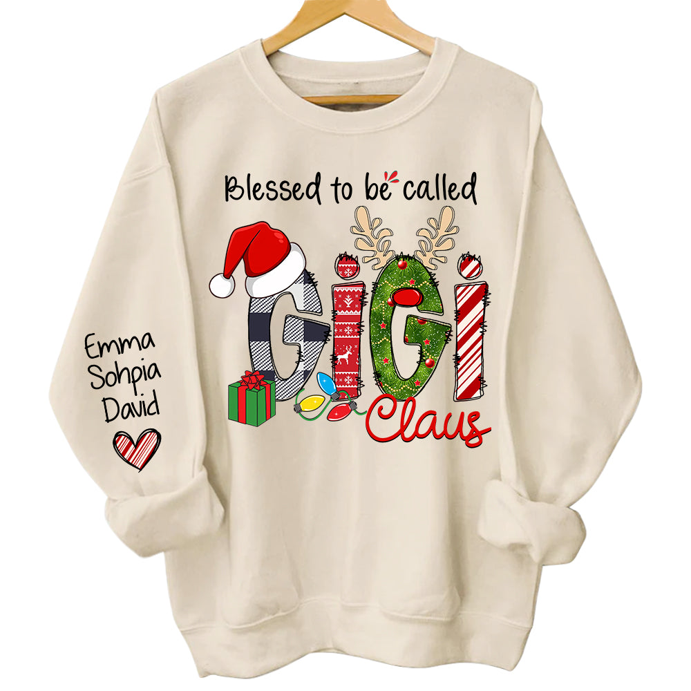 Blessed to be called Gigi Claus - Personalized Grandma With Grandkids Name Shirt