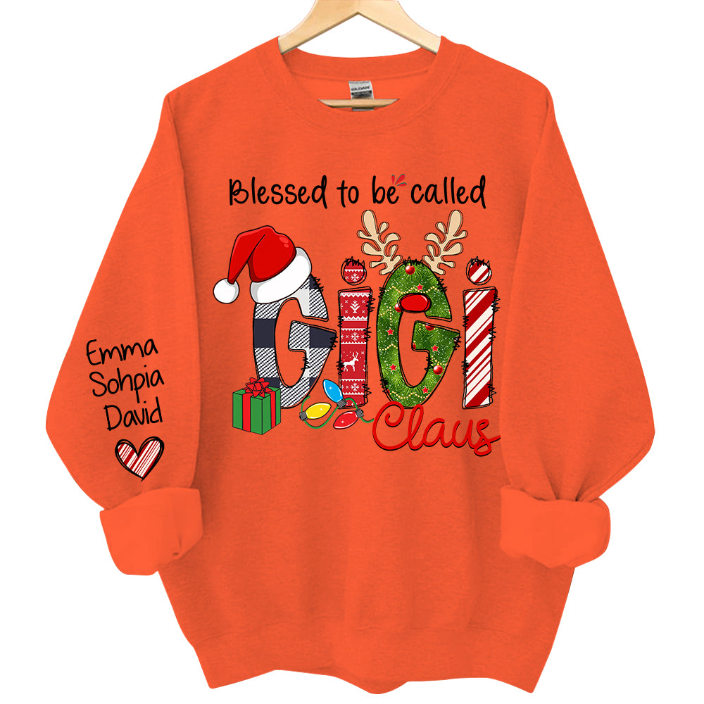 Blessed to be called Gigi Claus - Personalized Grandma With Grandkids Name Shirt
