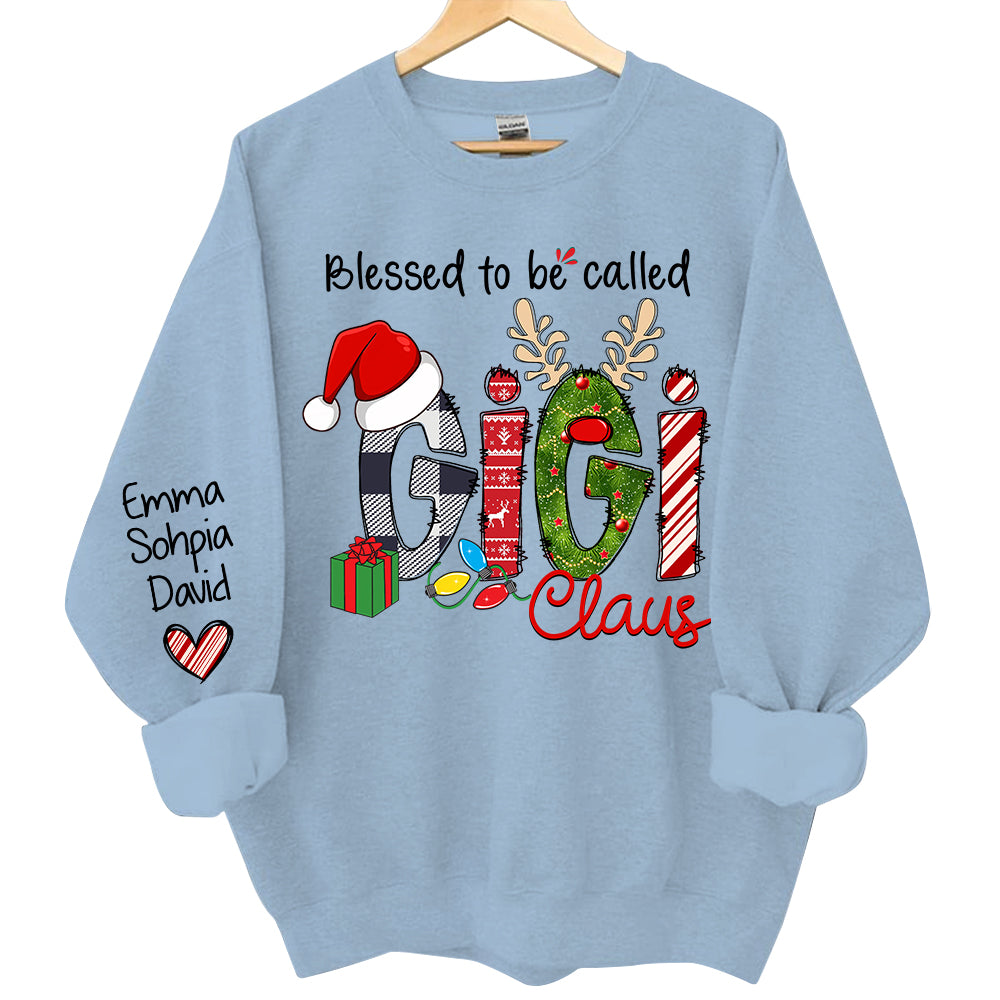 Blessed to be called Gigi Claus - Personalized Grandma With Grandkids Name Shirt