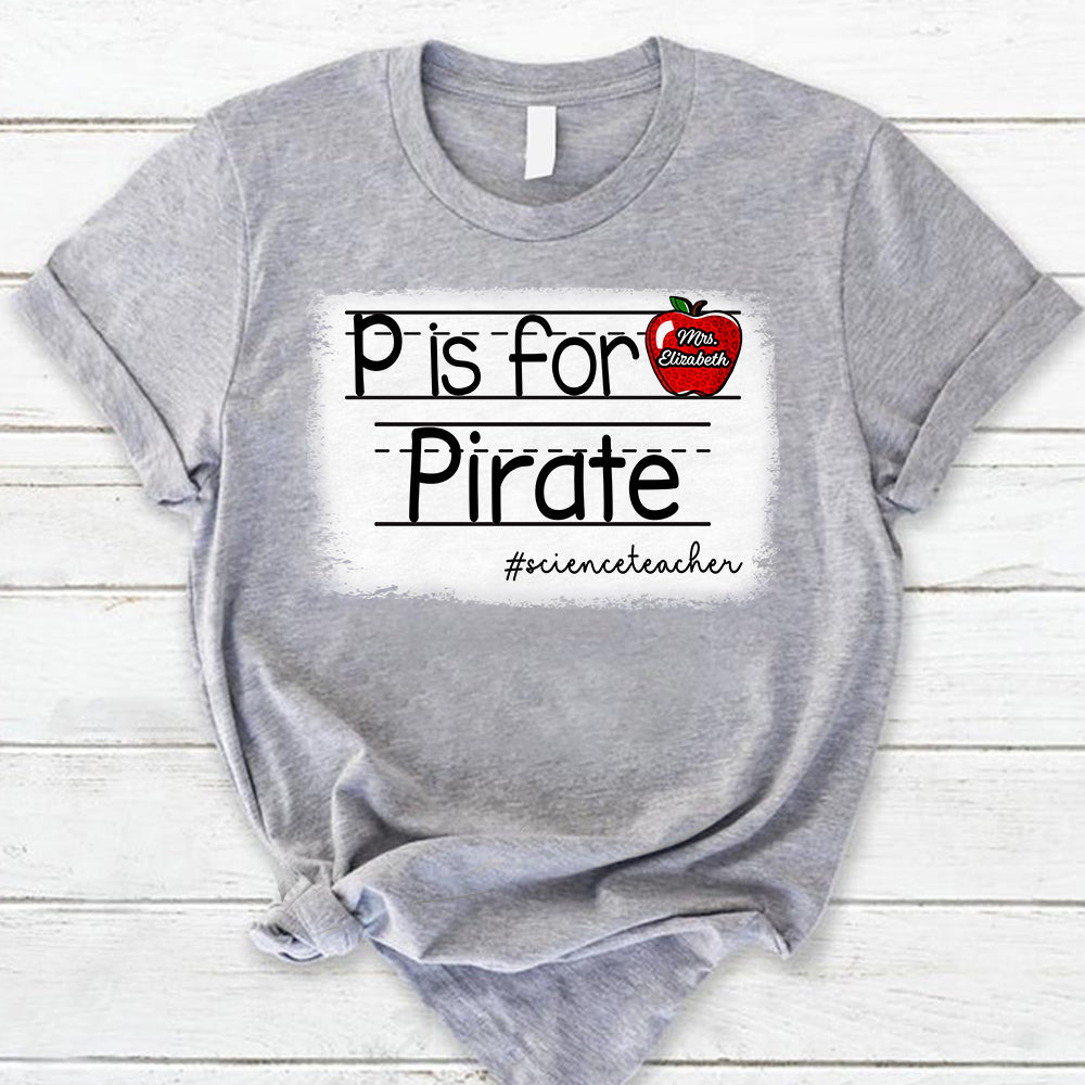 Personalized Pirates Custom Apple Name Teacher T-Shirt