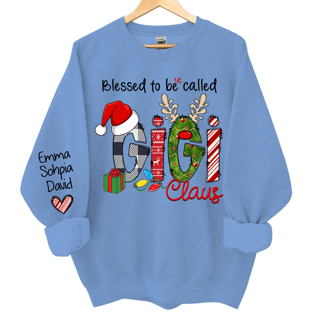 Blessed to be called Gigi Claus - Personalized Grandma With Grandkids Name Shirt