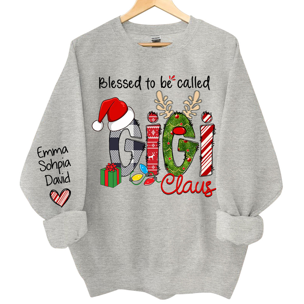Blessed to be called Gigi Claus - Personalized Grandma With Grandkids Name Shirt