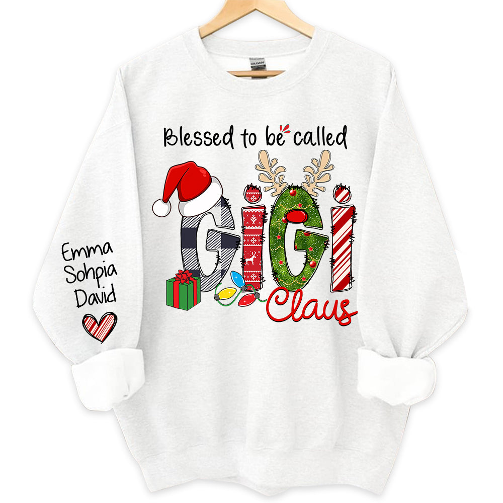 Blessed to be called Gigi Claus - Personalized Grandma With Grandkids Name Shirt