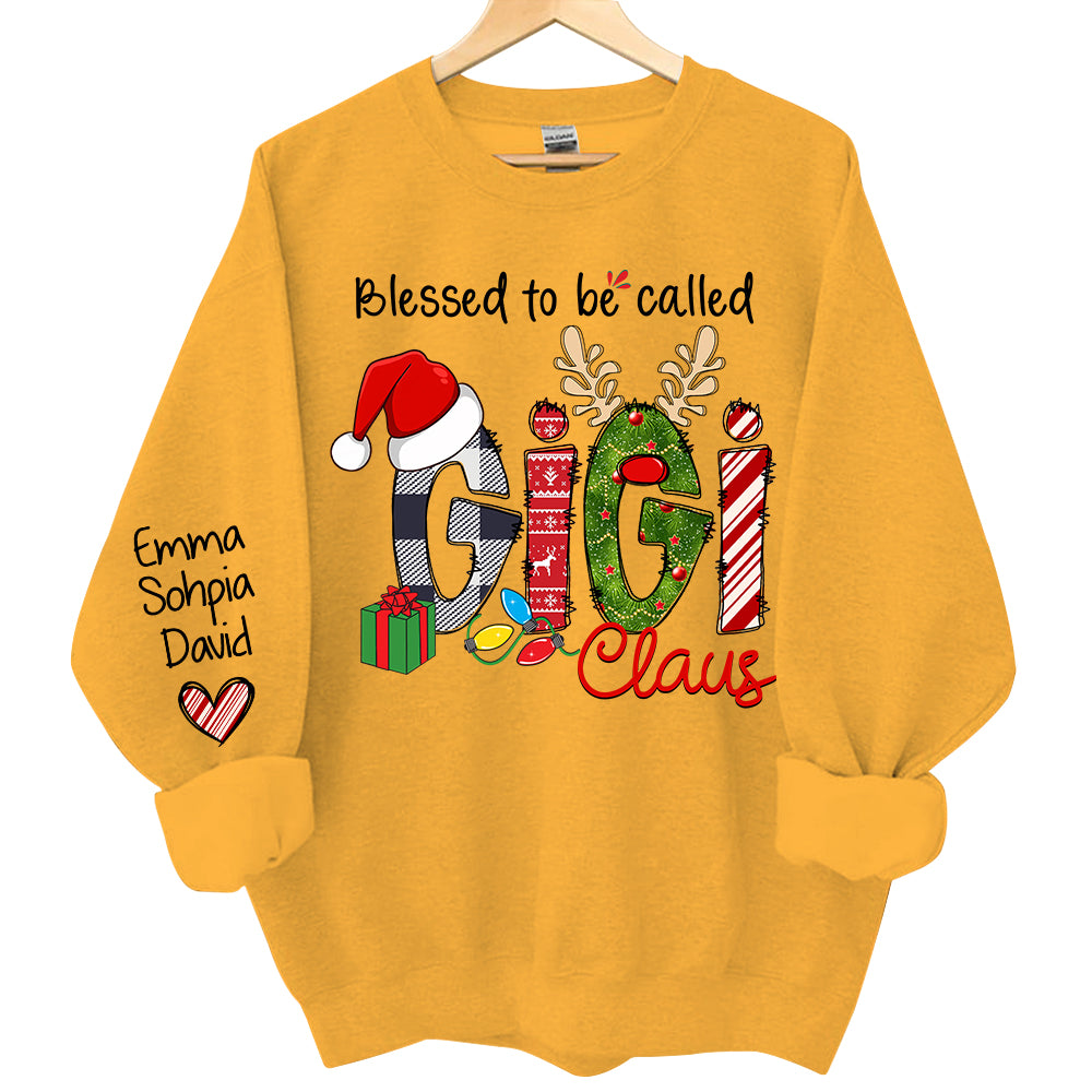 Blessed to be called Gigi Claus - Personalized Grandma With Grandkids Name Shirt
