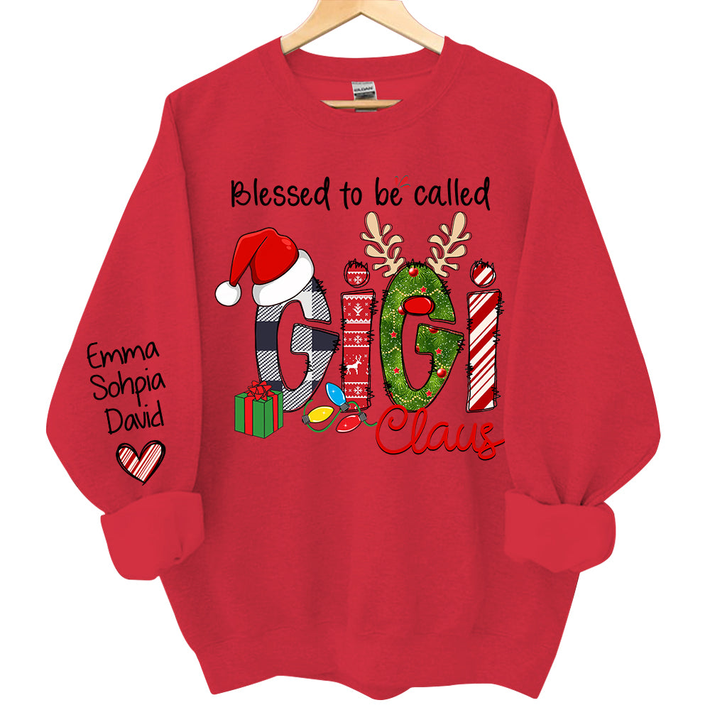 Blessed to be called Gigi Claus - Personalized Grandma With Grandkids Name Shirt