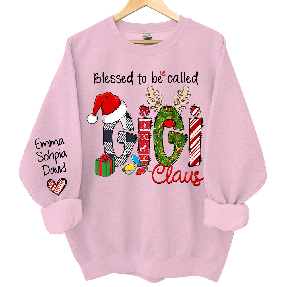 Blessed to be called Gigi Claus - Personalized Grandma With Grandkids Name Shirt