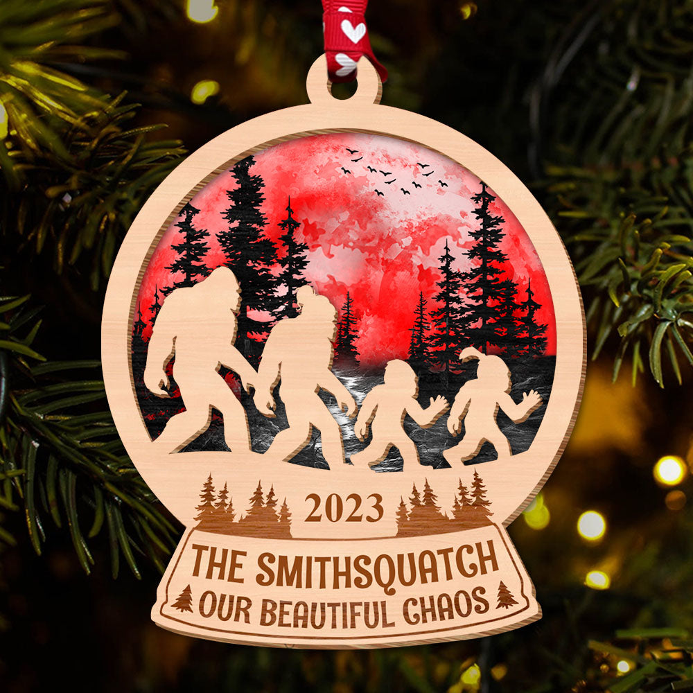 Big Foot Family Personalized Wooden Ornament Gifts For Family, Unique Christmas Gifts, Christmas Tree Decorations
