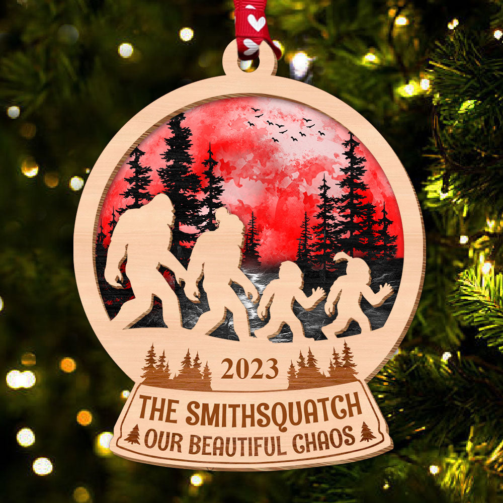 Big Foot Family Personalized Wooden Ornament Gifts For Family, Unique Christmas Gifts, Christmas Tree Decorations