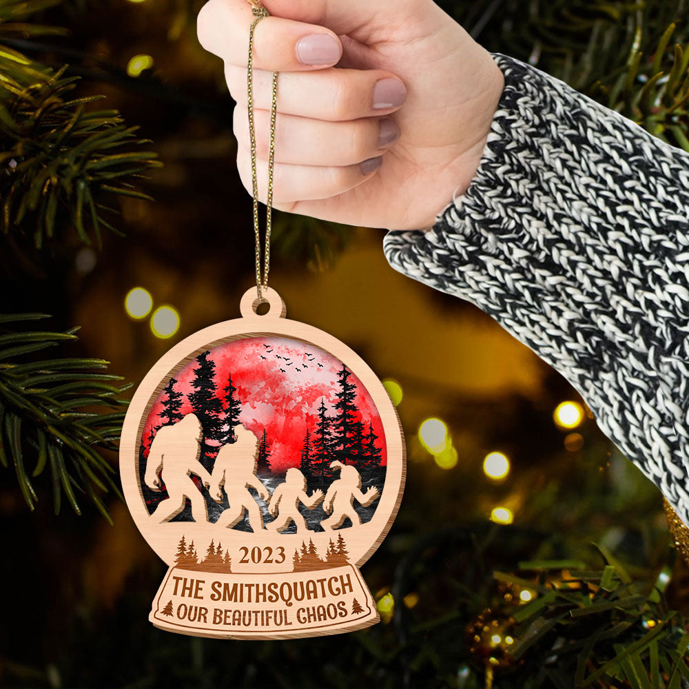 Big Foot Family Personalized Wooden Ornament Gifts For Family, Unique Christmas Gifts, Christmas Tree Decorations
