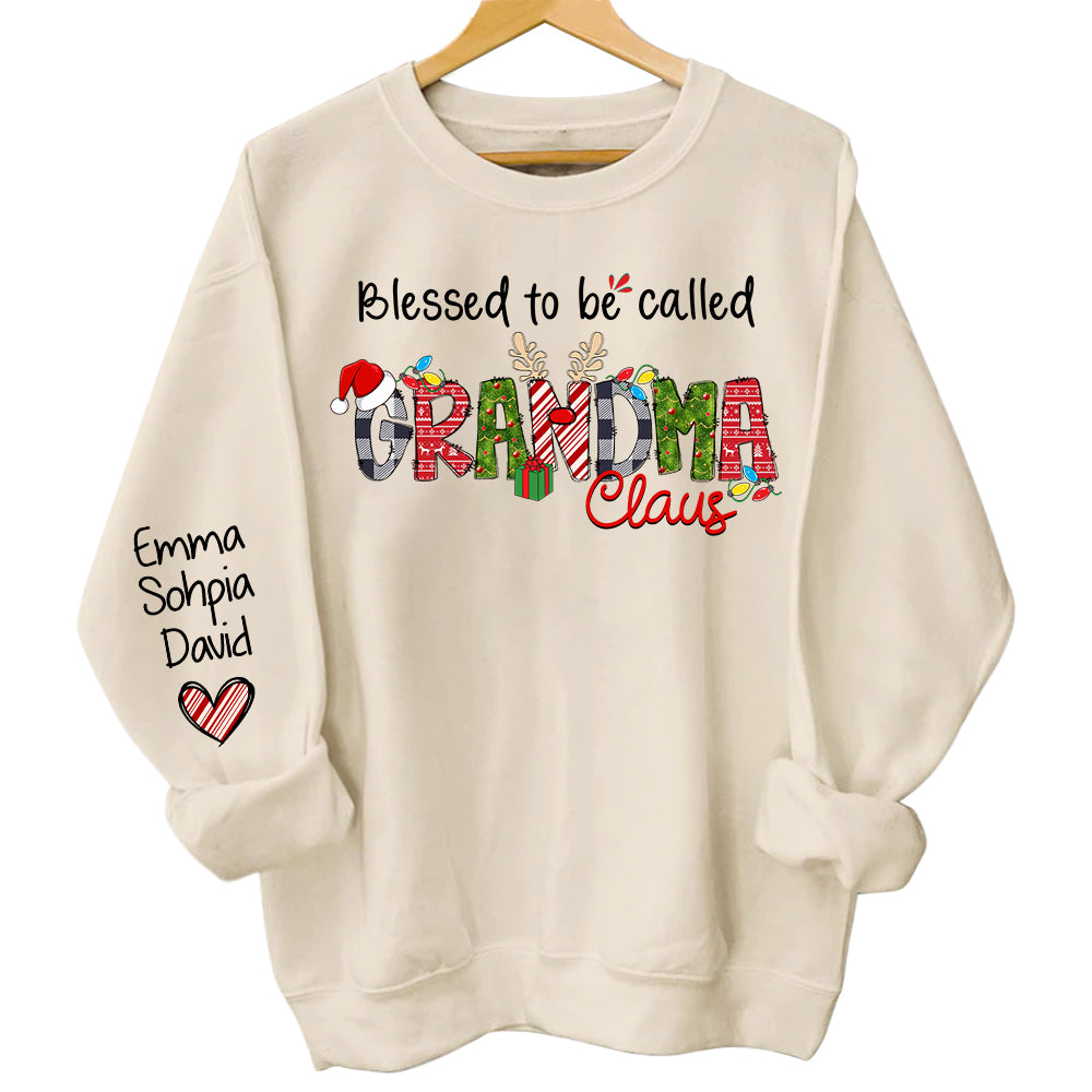 Blessed to be called Grandma Claus - Personalized Grandma With Grandkids Name Shirt