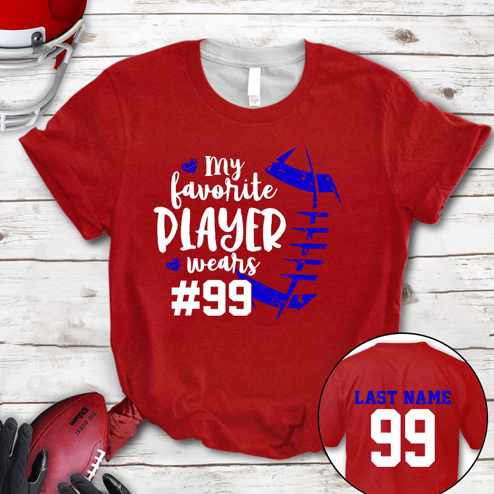 Personalized Shirt My Favorite Player Wears Football Number All Over Print Shirt For Football Mom Grandma Family Member Game Day Shirt H2511