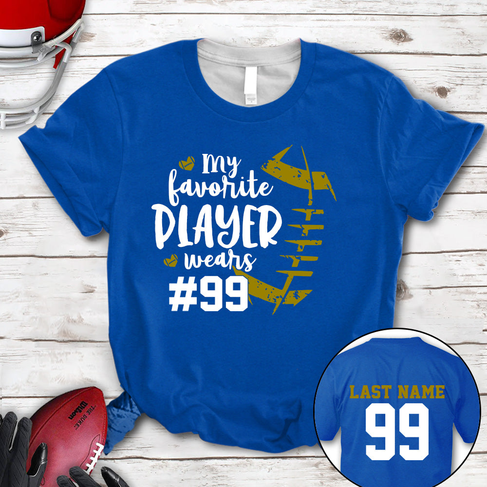 Personalized Shirt My Favorite Player Wears Football Number All Over Print Shirt For Football Mom Grandma Family Member Game Day Shirt H2511