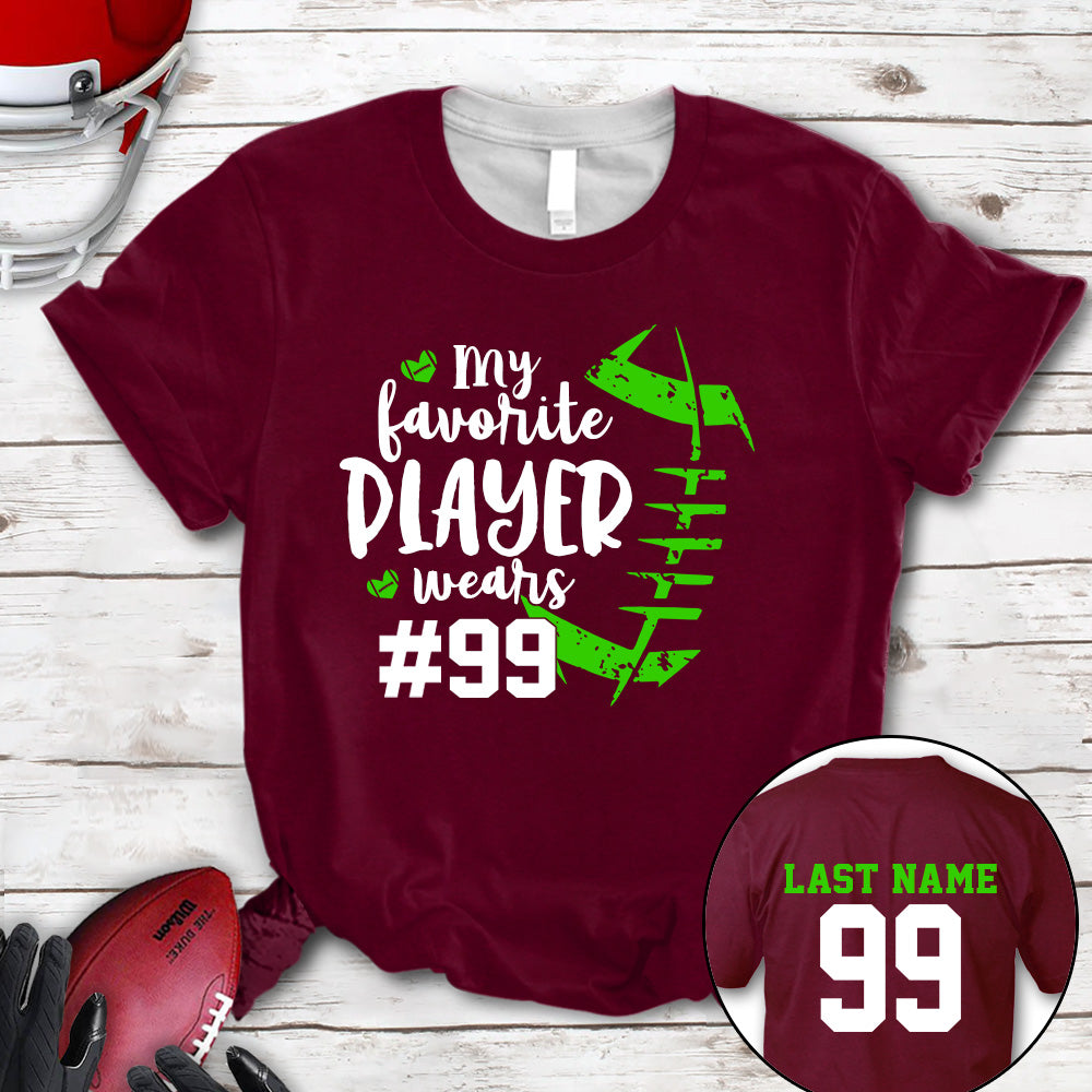 Personalized Shirt My Favorite Player Wears Football Number All Over Print Shirt For Football Mom Grandma Family Member Game Day Shirt H2511