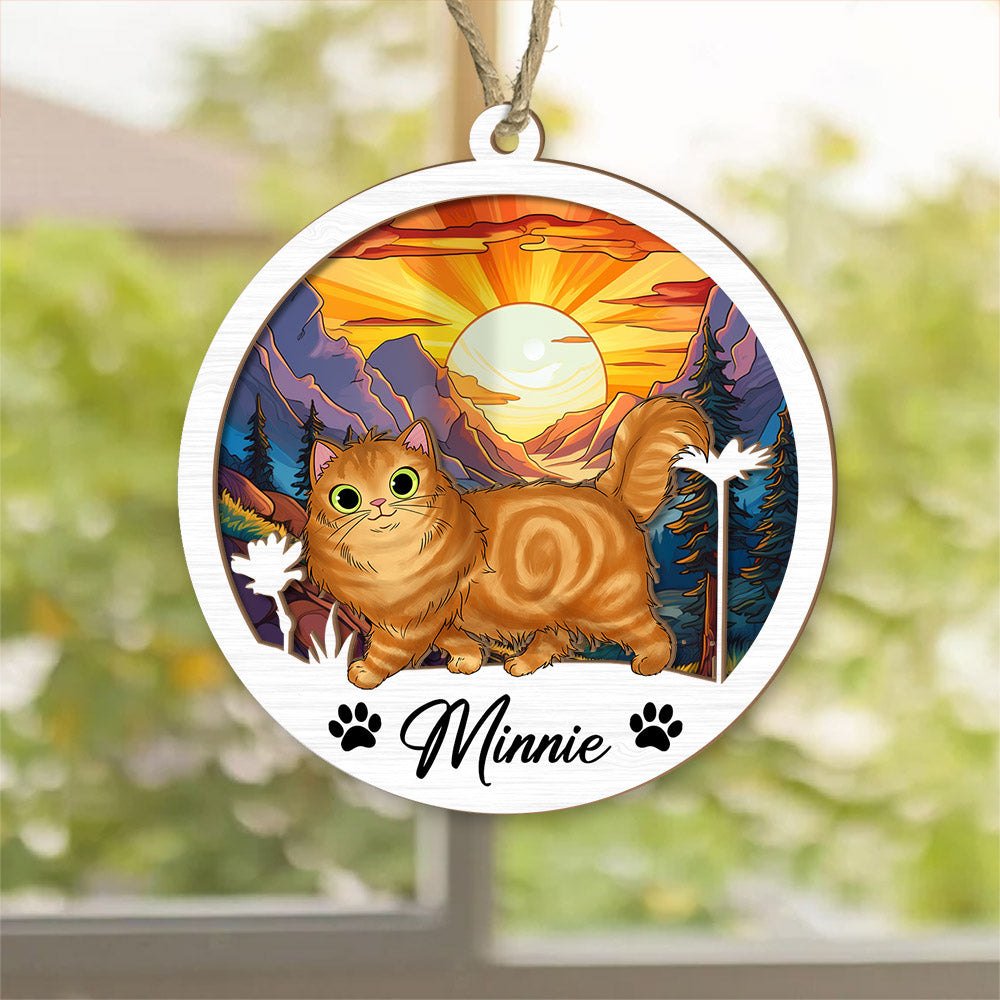 Cat Suncatcher Personalized Ornament, Pet Christmas Ornament, Cat Ornament