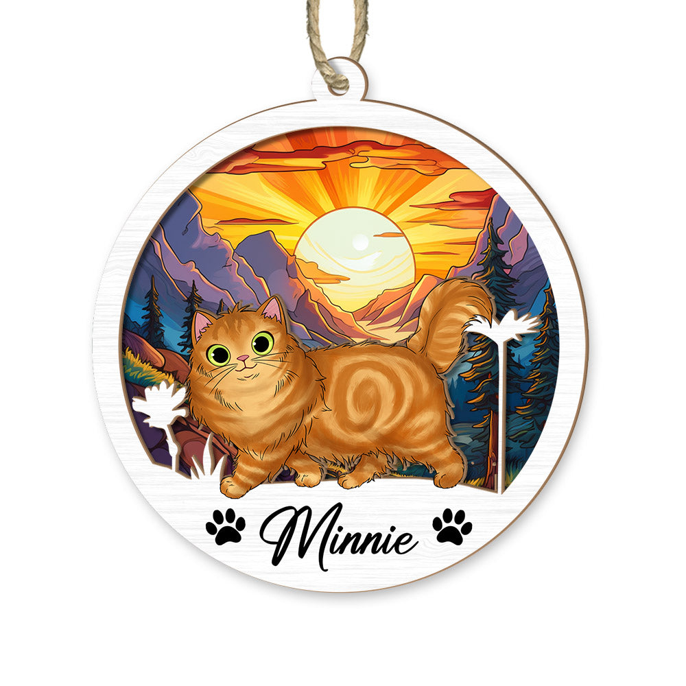 Cat Suncatcher Personalized Ornament, Pet Christmas Ornament, Cat Ornament
