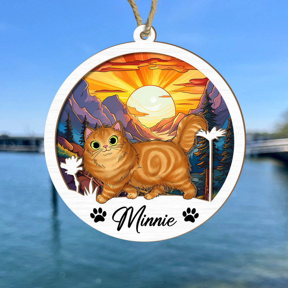 Cat Suncatcher Personalized Ornament, Pet Christmas Ornament, Cat Ornament