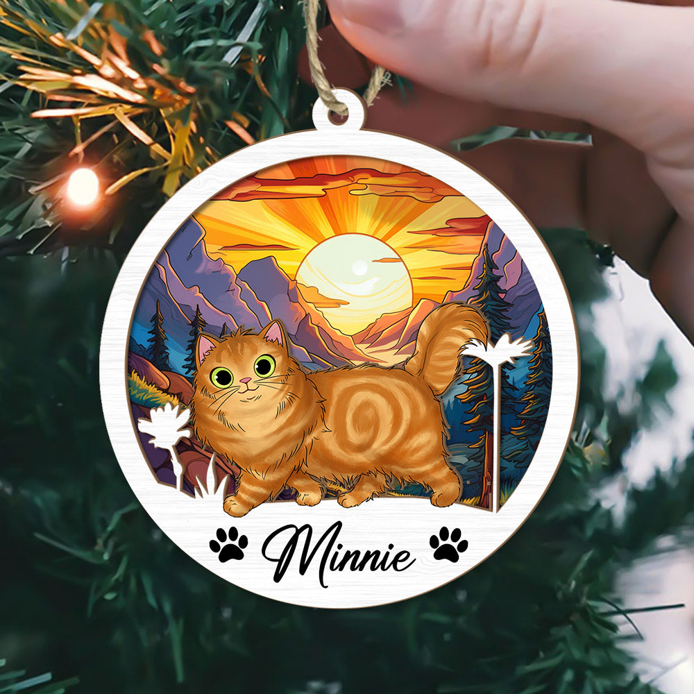 Cat Suncatcher Personalized Ornament, Pet Christmas Ornament, Cat Ornament