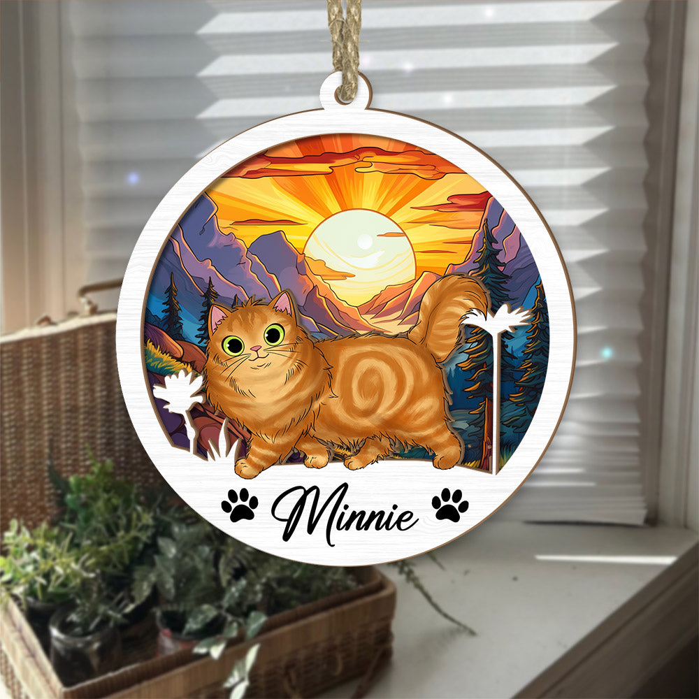 Cat Suncatcher Personalized Ornament, Pet Christmas Ornament, Cat Ornament