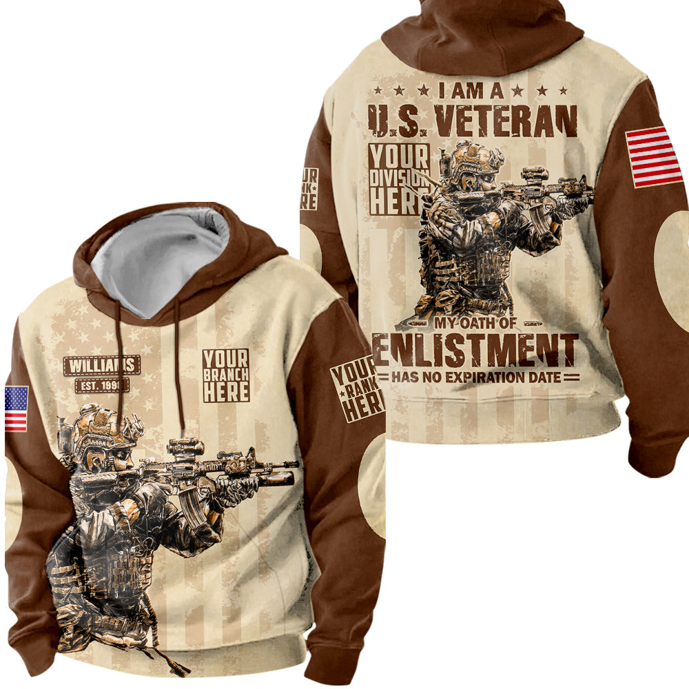 I Am A US Veteran My Oath Of Enlistment Has No Expiration Date Personalized All Over Print Shirt For Veteran H2511