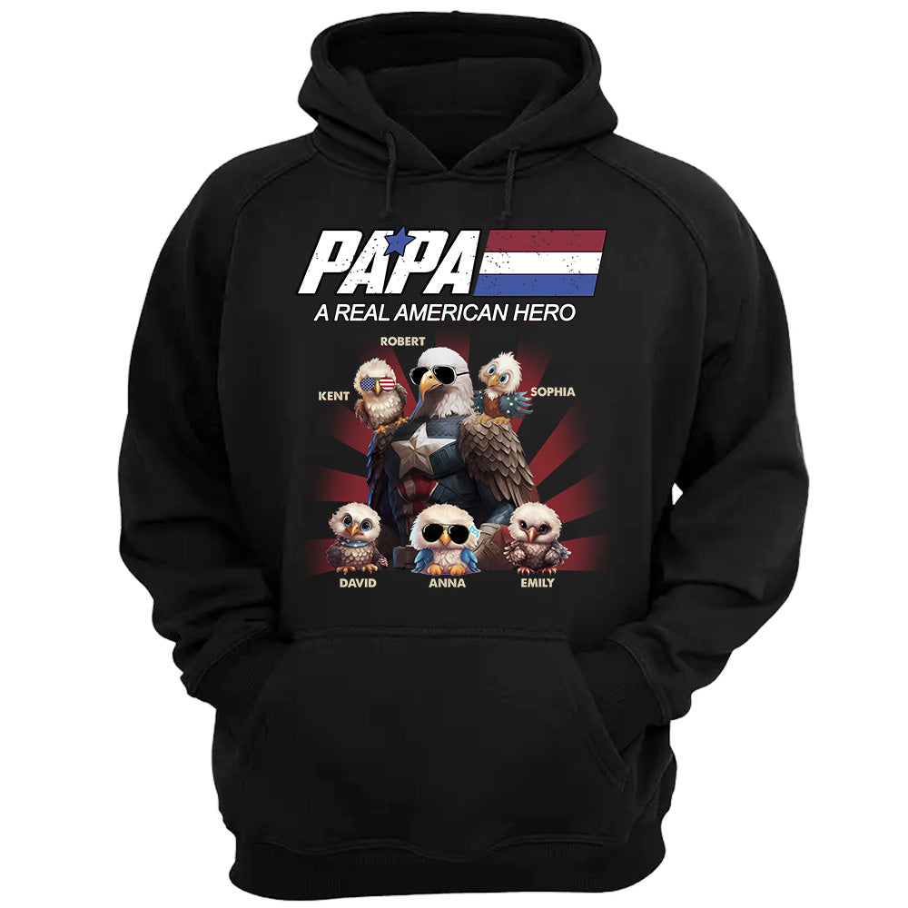 Papa/Dad A Real American Hero Personalized Patriotic Bald Eagle Shirt