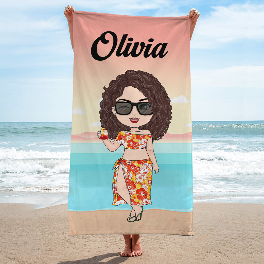 Girls Custom Beach Towel - Gift For Besties Best Friends Sisters