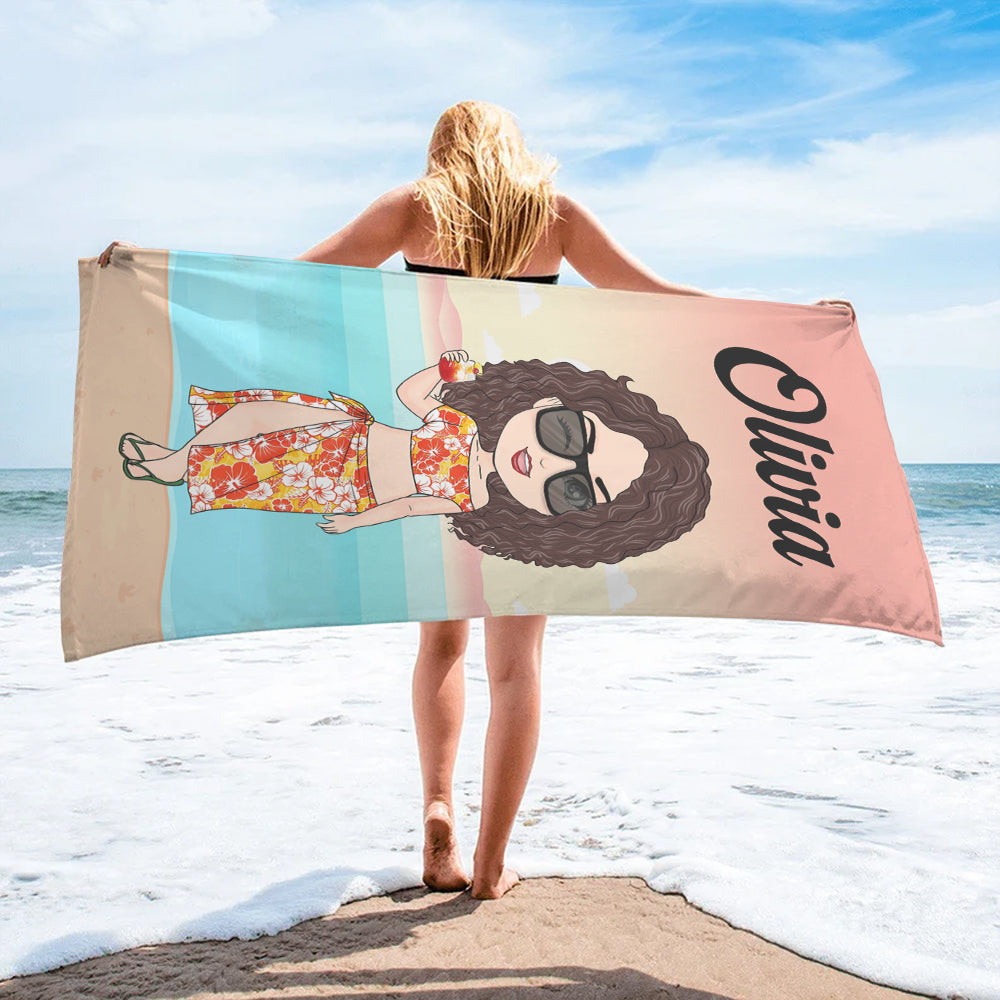 Girls Custom Beach Towel - Gift For Besties Best Friends Sisters