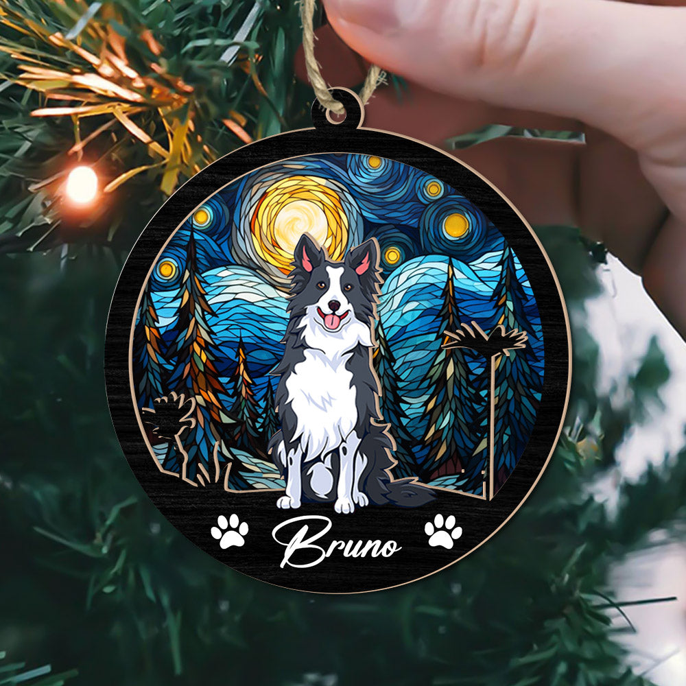 Dog Suncatcher Personalized Ornament, Pet Christmas Ornament, Dog Christmas Ornament