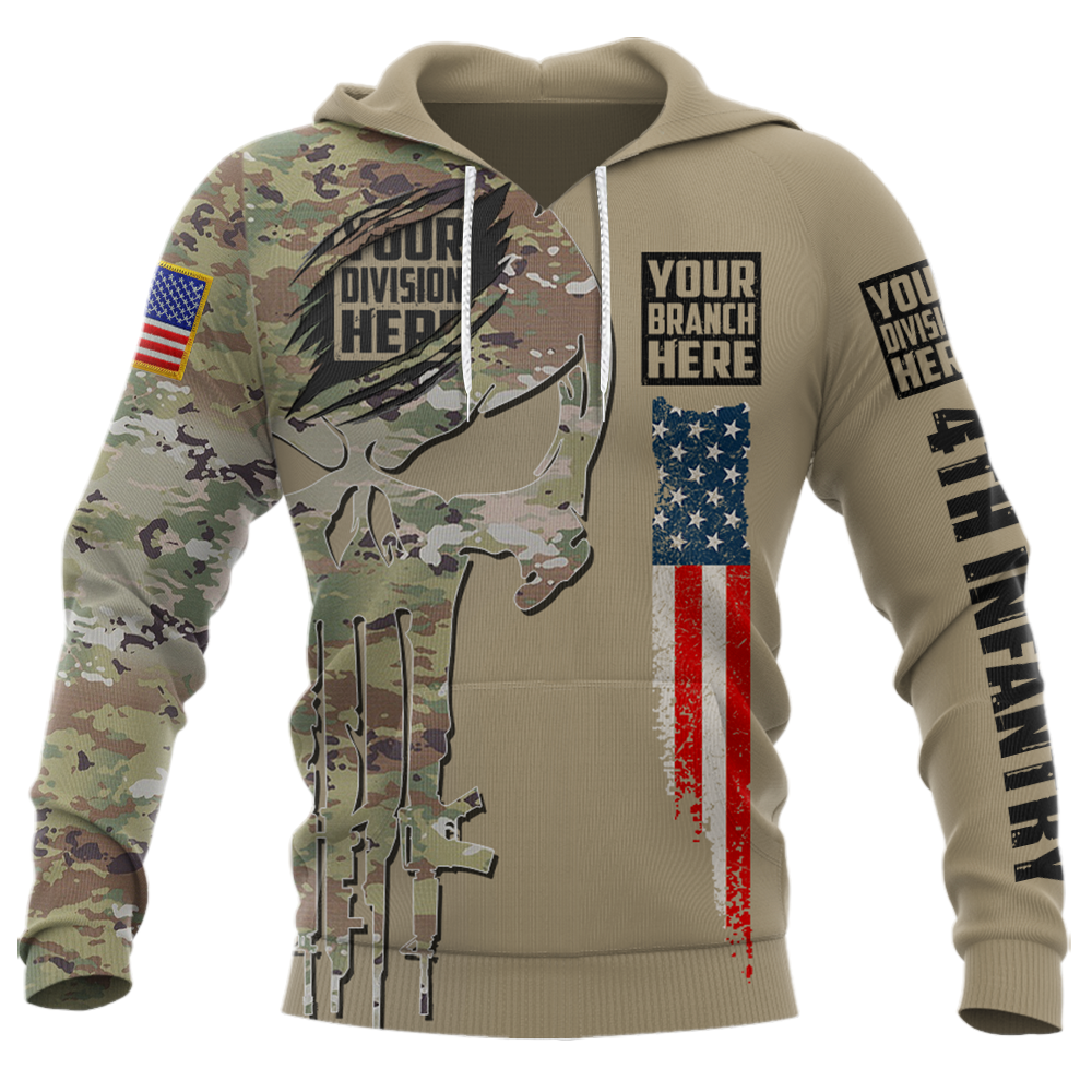 Personalized Shirt For Veteran Skull Custom Camouflage Logo Division And Name Gift For Veterans All Over Print Shirt K1702