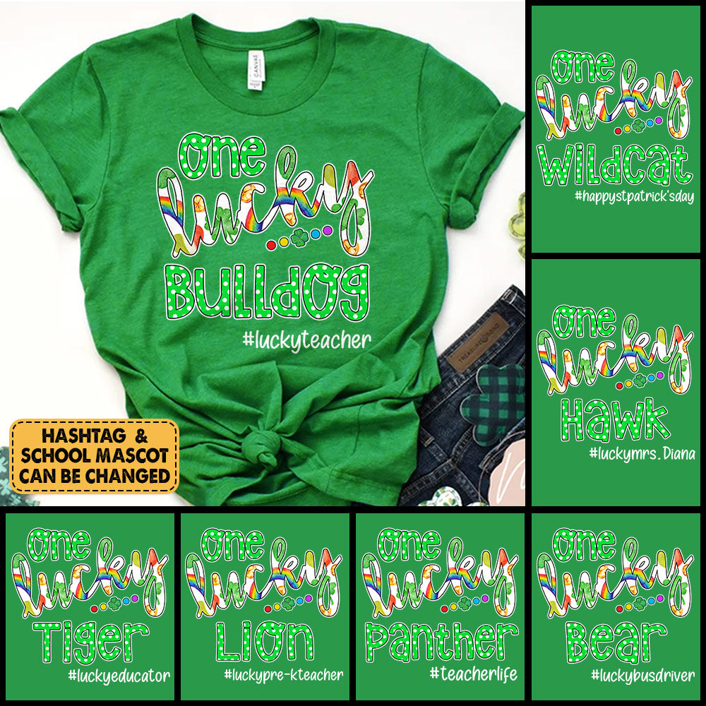 Personalized One Lucky School Mascot - St. Patrick's Day Shirt - Custom Teacher School Spirit Shirt