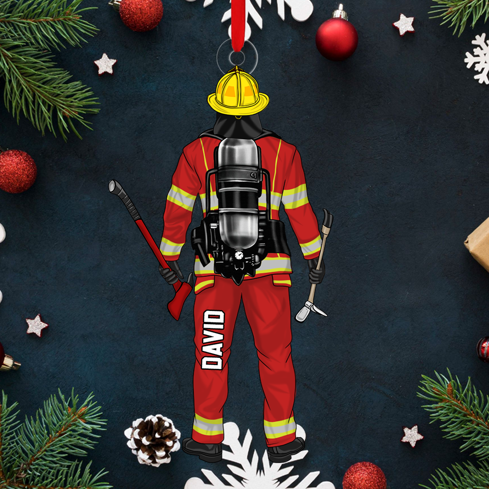 Firefighter Personalized Acrylic Ornament For Fireman - Custom Christmas Gift Firefighter