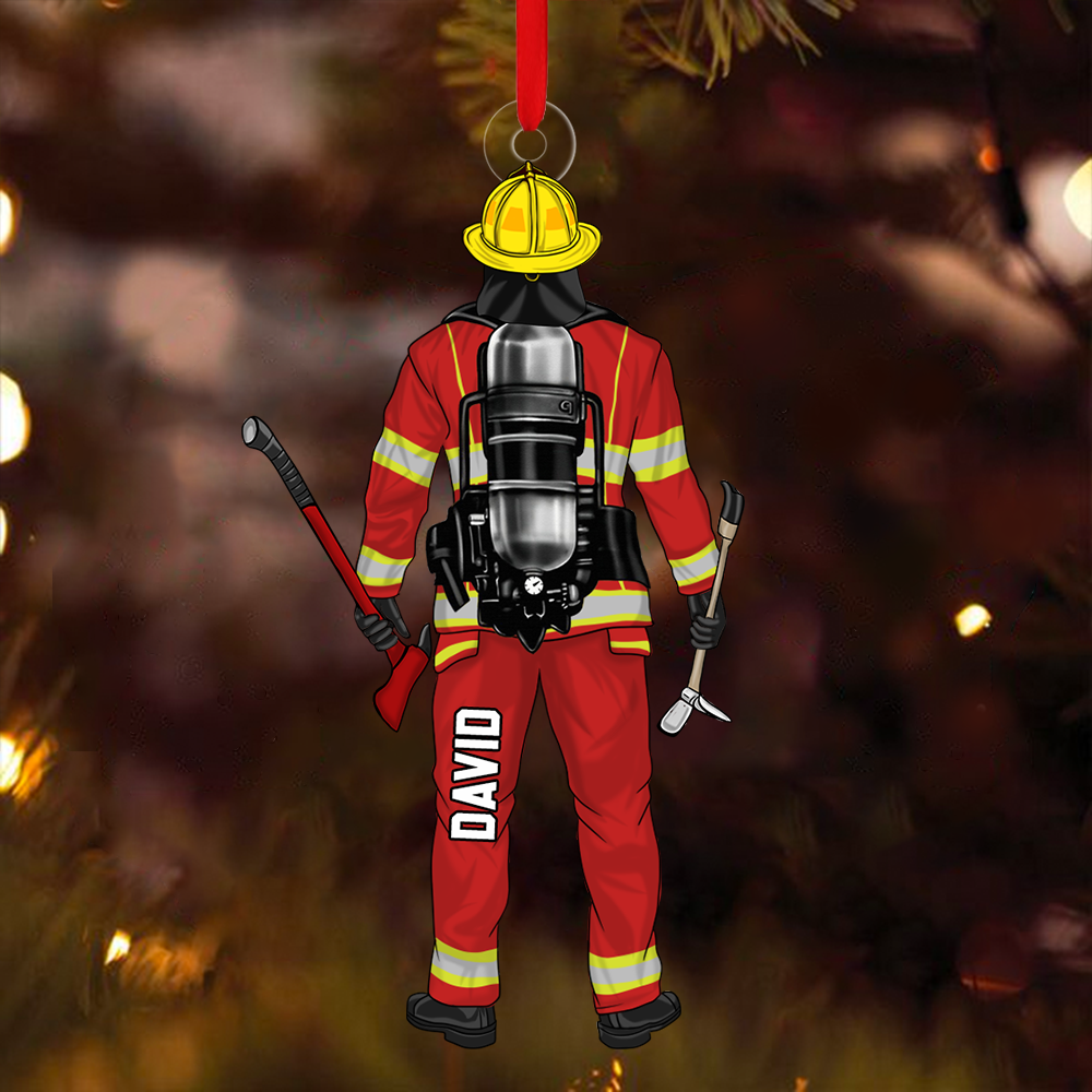 Firefighter Personalized Acrylic Ornament For Fireman - Custom Christmas Gift Firefighter