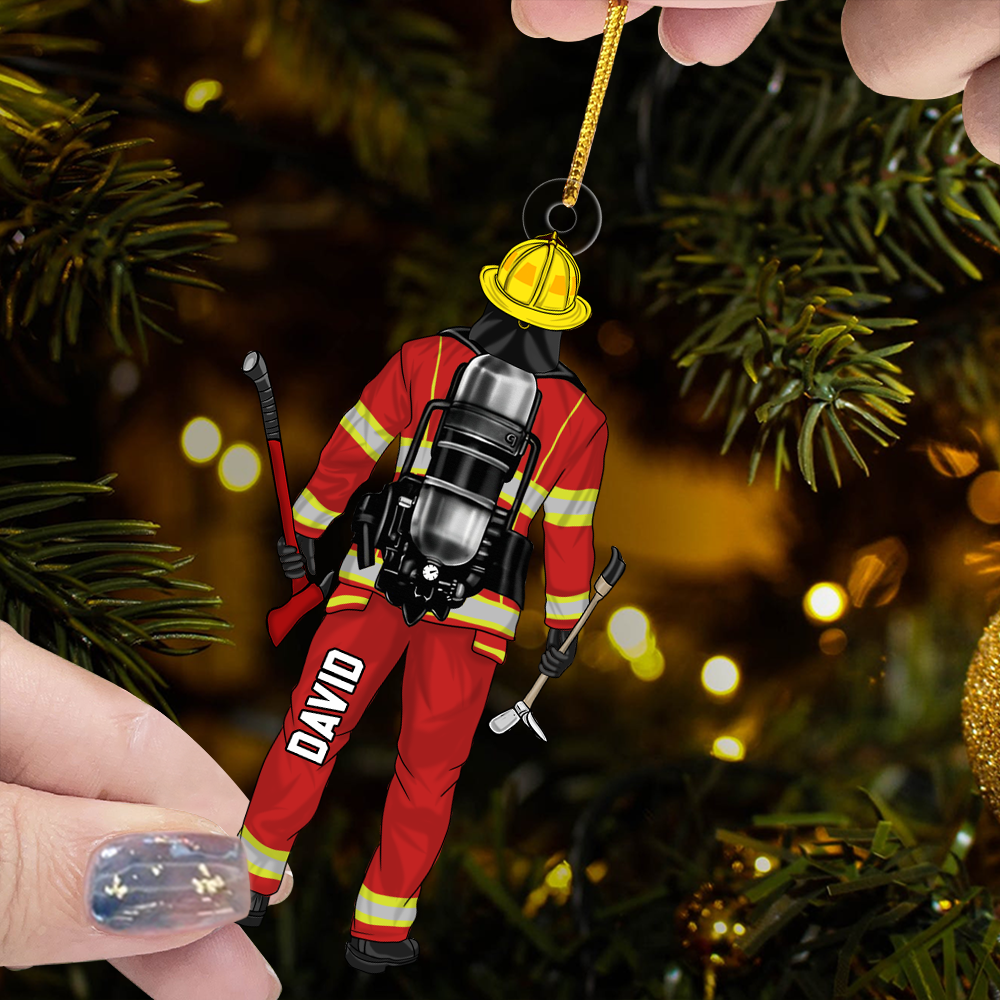 Firefighter Personalized Acrylic Ornament For Fireman - Custom Christmas Gift Firefighter