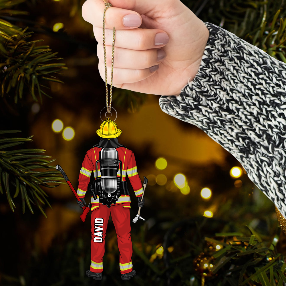 Firefighter Personalized Acrylic Ornament For Fireman - Custom Christmas Gift Firefighter