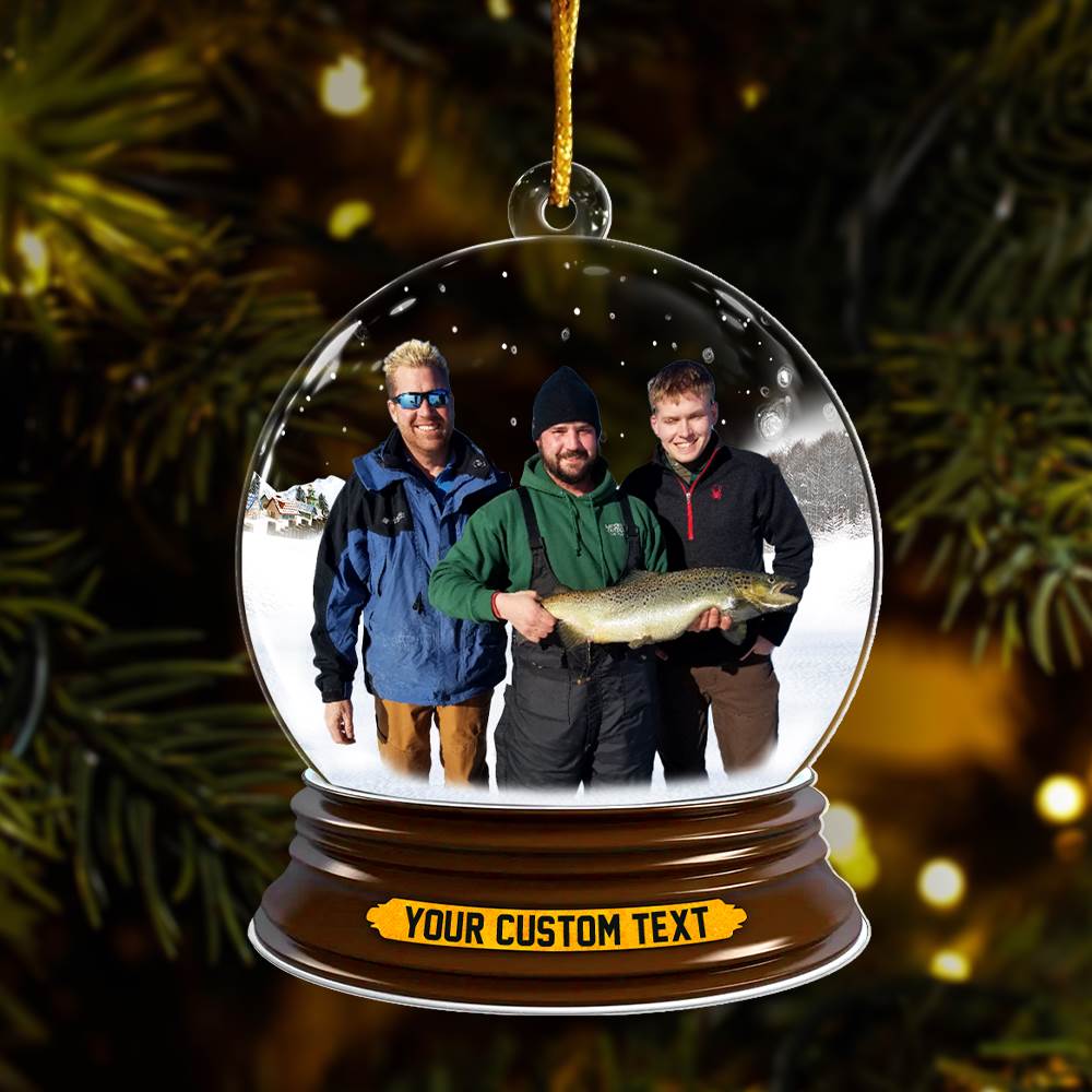 Fishing Best Moments Of The Year In Christmas Snowball Christmas Acrylic Ornament Upload Photo For Fishing Lover H2511