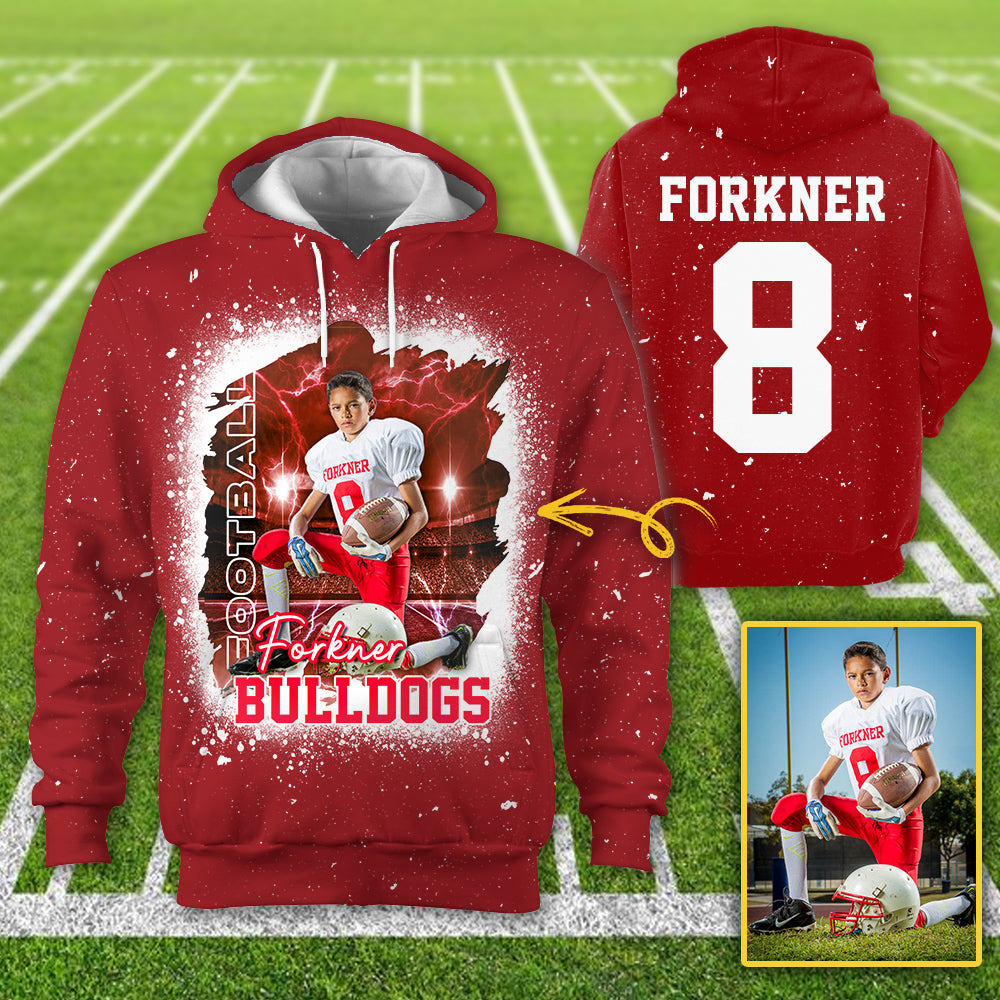 Personalized Bleached Shirt Custom Photo Player Name & Number Player Football Bleached All Over Print Shirt K1702