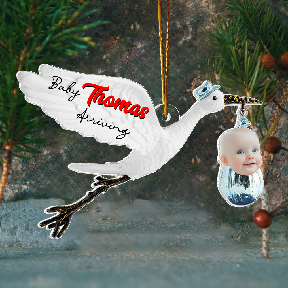 Baby Arriving - Custom Photo Ornament For Baby